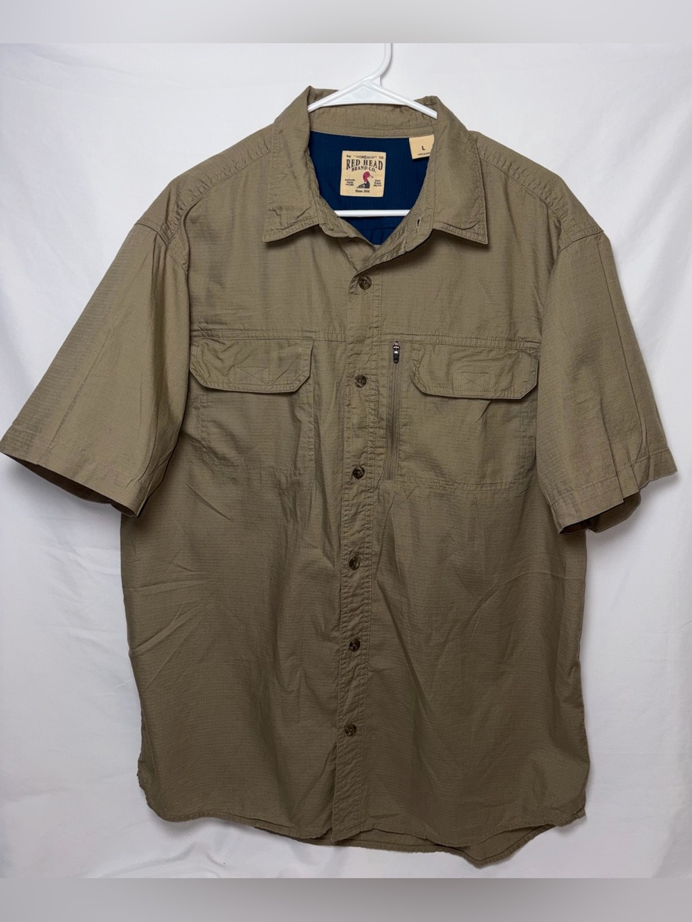 RedHead Men's Ripstop Utility Short-Sleeve ButtonUp Rugged Shirt Cyber-Workwear